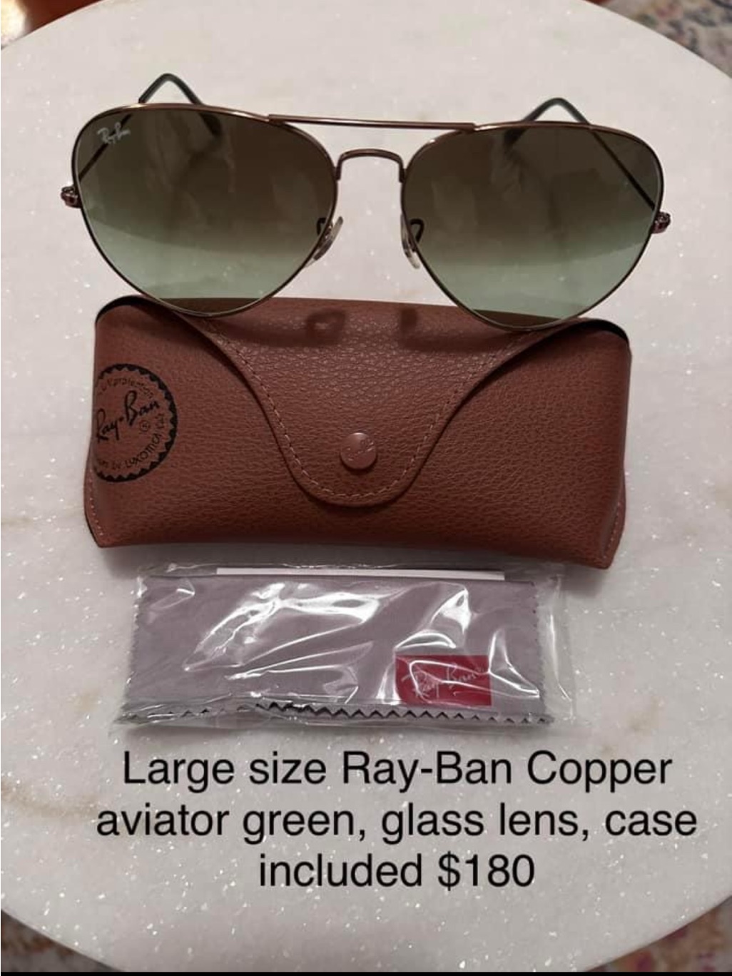 Ray-Ban Copper Lg Aviator Sunglasses - Green Lenses